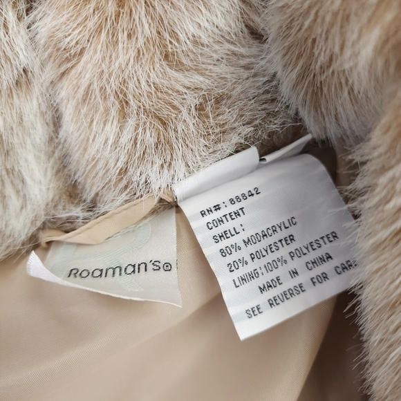 New Roaman's Soft Faux Fur Coat Sz M - Picture 6 of 14